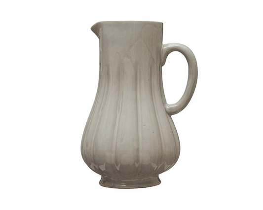 Stoneware Fluted Pitcher